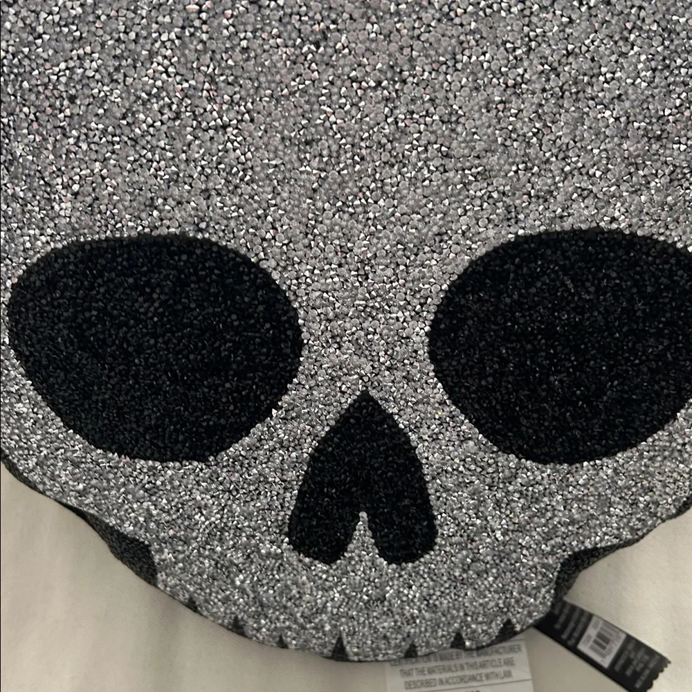 ASHLAND SKULL SILVER AND BLACK STUDDED PILLOW 13x15.5